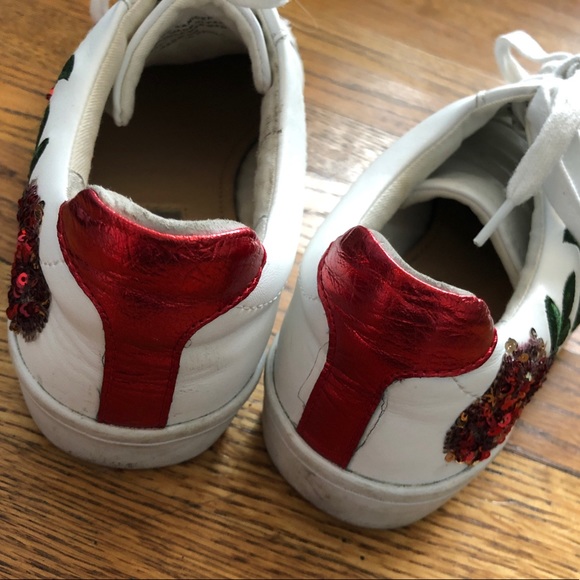 white shoes with embroidered bedazzled roses - Picture 4 of 6